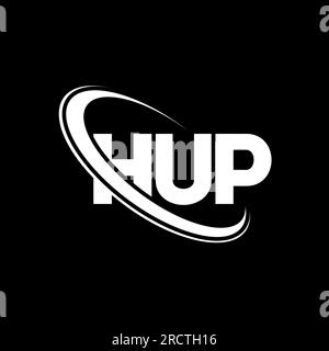 HUP circle letter logo design with circle and ellipse shape. HUP ...
