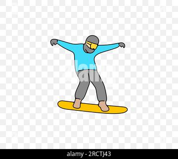 Snowboarder, snowboarding and snowboard, colored graphic design. Extreme sport, ski resort, active lifestyle and nature, vector design Stock Vector