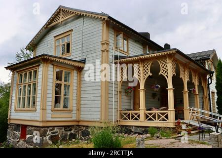 Building which is part of the studio and residence, now museum, of Finnish painter Akseli Gallen-Kallela, located outside Helsinki, Finland Stock Photo