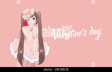 Anime manga girl blows a kiss in dynamic pose Vector Image