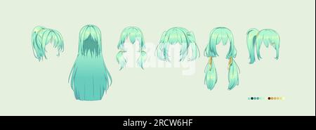 Premium Vector  Anime manga hairstyles. set isolated wig a hair.
