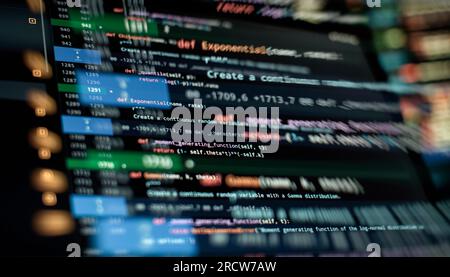 Notebook closeup photo. CSS, JavaScript and HTML usage. Monitor closeup of function source code. Abstract IT technology background. Stock Photo