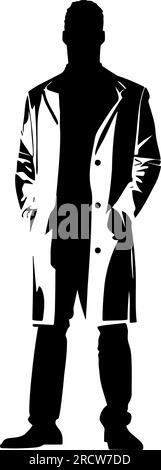 Private detective with raincoat silhouette. vector illustration Stock Vector