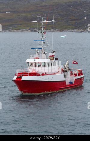 Heidi boat at Ilimanaq, Disko Bay, Greenland in July Stock Photo