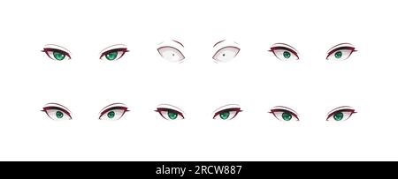 Anime manga expressions eyes set boy in glasses. Japanese cartoon style Vector Image & Art - Alamy