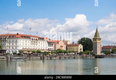 Hotels on the waterfront of Lake Constance in Lindau, Bavaria, Germany Stock Photo