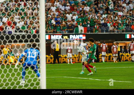 Los Angeles, California, USA. 16th July, 2023. ISMAEL DIAZ of Panama's National Football Team attempts a header during a game against Mexico in the CONCACAF Gold Cup final at Sofi Stadium in Los Angeles, California on July 16th, 2023. (Credit Image: © Alex Cave/ZUMA Press Wire) EDITORIAL USAGE ONLY! Not for Commercial USAGE! Credit: ZUMA Press, Inc./Alamy Live News Stock Photo