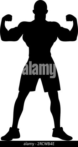 Bodybuilder pose showing his muscle Silhouette. Vector illustration Stock Vector