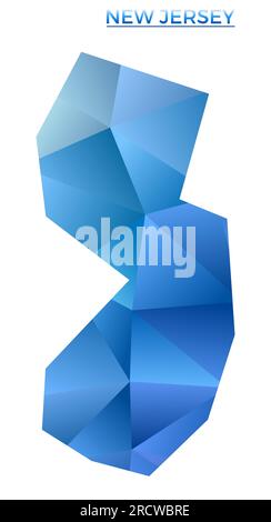New Jersey state map polygonal illustration made of lines and dots ...