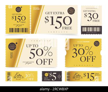 Coupon mockup with 50 percent off. Discount voucher, gift coupon ...