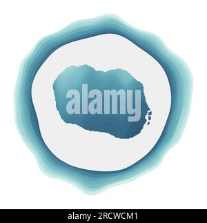 Cook Islands Badge. Round logo of island with triangular mesh map and ...