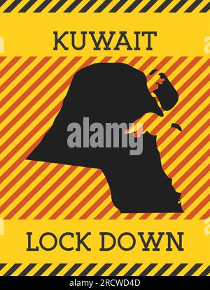 Kuwait map with Coronavirus warning illustration Stock Vector Image ...