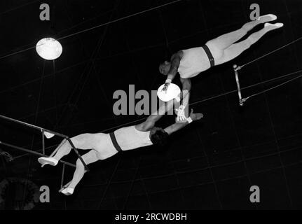 circus, artist, trapeze artists, 1950s, ADDITIONAL-RIGHTS-CLEARANCE-INFO-NOT-AVAILABLE Stock Photo