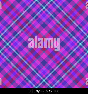 Pattern textile vector of fabric background texture with a plaid tartan check seamless in blue and violet colors. Stock Vector