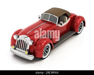 Vintage sports car isolated on white background. 3D illustration. Stock Photo