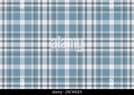 Check vector pattern of background tartan texture with a seamless plaid textile fabric in cyan and white colors. Stock Vector