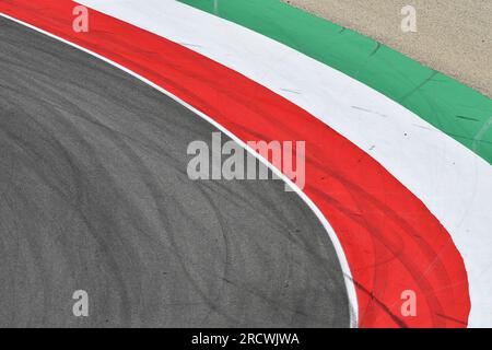 colored curbs on track Stock Photo