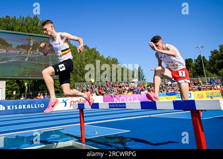 Espoo, Finland. 15th July, 2023. Belgian Clement Labar pictured in action during the third day of the European Athletics U23 Championships, Saturday 15 July 2023 in Espoo, Finland. The European championships take place from 13 to 17 July. BELGA PHOTO THOMAS WINDESTAM Credit: Belga News Agency/Alamy Live News Stock Photo