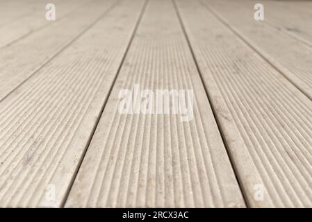 High angle view on patio boards from wood plastic composite Stock Photo