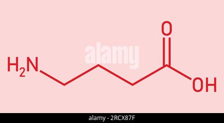 Chemical structure of γ-Aminobutyric acid or gamma-aminobutyric acid or GABA (C4H9NO2). Chemical resources for teachers and students Stock Vector