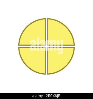 Four parts of circle. Pie chart with four same size sectors. Vector illustration isolated on white background. Stock Vector