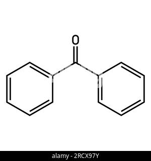 Chemical structure of benzophenone (C13H10O). Chemical resources for teachers and students. Vector illustration isolated on white background. Stock Vector