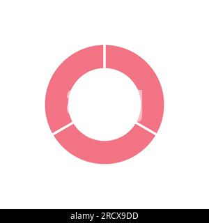 Circle divided into three equal segments. 3 parts. Section segmented circle. One third fraction circle vector illustration isolated on white backgroun Stock Vector