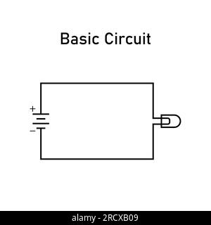 Basic electrical circuit. Basic diagram of a circuit. Stock Vector