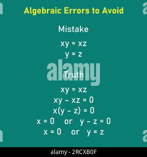 Mathematics errors problems and solutions. Algebra errors to avoid in ...