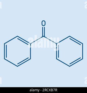 Chemical structure of benzophenone (C13H10O). Chemical resources for teachers and students. Vector illustration isolated on white background. Stock Vector