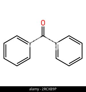 Chemical structure of benzophenone (C13H10O). Chemical resources for teachers and students. Vector illustration isolated on white background. Stock Vector