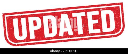 UPDATED text written on red lines stamp sign Stock Photo - Alamy