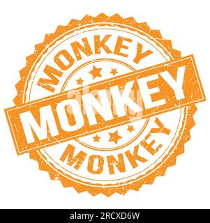 MONKEY text written on orange round stamp sign Stock Photo