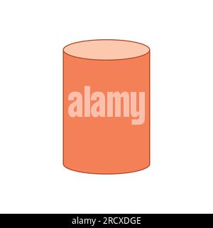 Orange cylinder 3D shape in mathematics. Vector illustration isolated on white background. Stock Vector