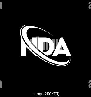 NDA logo. NDA letter. NDA letter logo design. Initials NDA logo linked with circle and uppercase monogram logo. NDA typography for technology, busines Stock Vector
