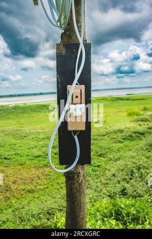 Outdoor Electric cabinet - large electrical control box. Stock Photo