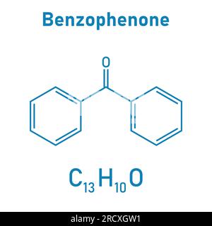 Chemical structure of benzophenone (C13H10O). Chemical resources for teachers and students. Vector illustration Stock Vector