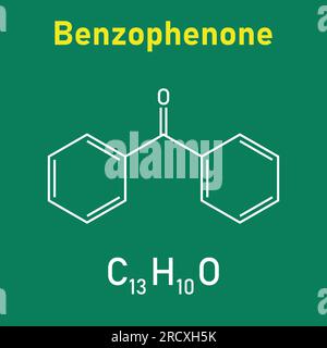 Chemical structure of benzophenone (C13H10O). Chemical resources for teachers and students. Vector illustration Stock Vector