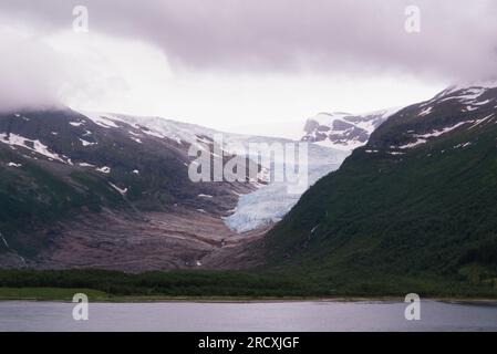 Svartisen is Norway's second largest glacier  about 370 square kilometres in size Svartisen was once continuous glacier is today divided into two east Stock Photo