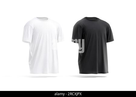 Blank black and white oversize t-shirt mockup, side view Stock Photo