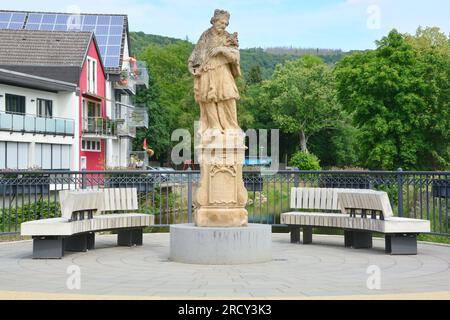 Johannes von Nepomuk - Statue in Gemuend / Eifel / Germany Stock Photo