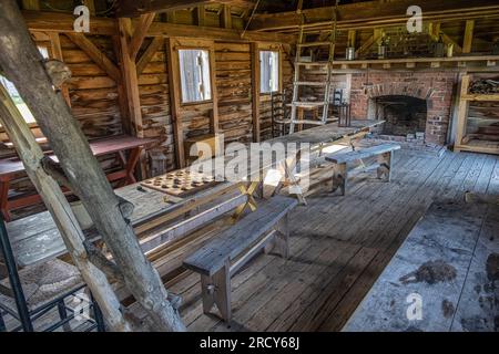 Interior of the officers barracks at Fort King George in Darien, Georgia. (USA) Stock Photo