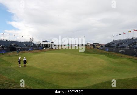 Hoylake, Merseyside, UK. 17th July 2023; Royal Liverpool Golf Club, Hoylake, Merseyside, England: The Open Championship Practice Day; a view from behind the 18th green Credit: Action Plus Sports Images/Alamy Live News Stock Photo