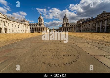 Greenwich cityscape. A London borough and the birthplace of King Henry VIII, Queen Mary I and Elizabeth I. Visit the Royal museums and Observatory. Stock Photo