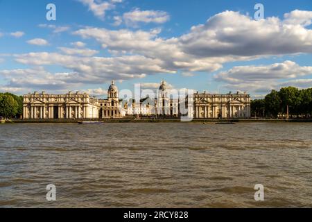 Greenwich cityscape. A historic and popular London borough, located on the Thames river and home to several national landmarks and museums. Top site. Stock Photo