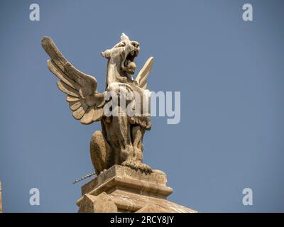 customs Aduana palace winged lion sculpture detail barcelona Spain Stock Photo