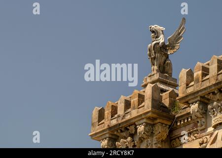 customs Aduana palace winged lion sculpture detail barcelona Spain Stock Photo