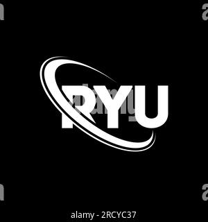 Lettering Ryu RYU logo. RYU letter. RYU letter logo design. Initials RYU logo linked ...