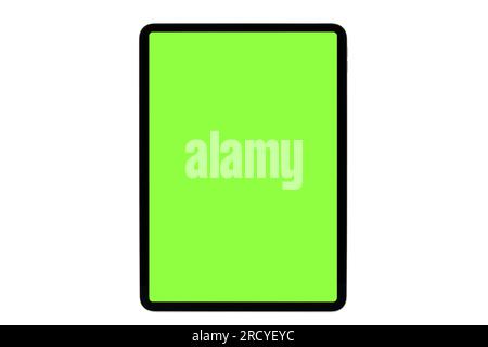 Digital Tablet iPad Mockup with Chroma key Green Screen isolated on a white background based on a high-quality studio shot Connect, Data Stock Photo