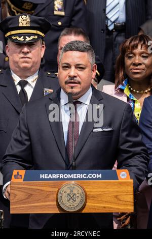 Police Commissioner Edward Caban speaks during briefing on the New York